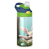 JUMBEAR Kinder-Wasserflasche mit niedlichem Hasen-Motiv, 350 ml, isolierte Sport-Wasserflasche mit...