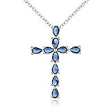 EVER FAITH Halskette mit Kreuz Anhänger für Damen und Mädchen, glitzernde Strass Kristall-Kreuz...