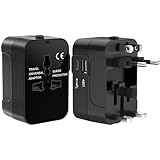 Reiseadapter Weltweit Universal Reisestecker mit USB C, Internationaler Steckdosenadapter mit 2 USB...