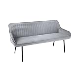 Riess Ambiente Design Sitzbank Turin 160cm Silbergrau Samt schwarz Metall Armlehne Polsterbank mit...