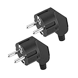 2 Stücke Schuko Stecker,Schutzkontakt-Stecker mit Knickschutztülle,Euro Stecker 250V (16A) für...