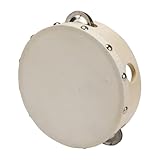 Tamburin Handtrommel Tambourin aus Holz, Musikinstrument für Kinder D: 15 cm aus Holz mit 4...