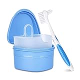 Zahnersatzbad für Koffer Tasse mit Bürste Zahndose Halter Aufbewahrung Soak Contai Zahndose Halter...