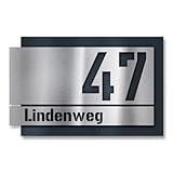 Metzler Individuelle Hausnummer aus Edelstahl - Hausnummernschild in Anthrazit RAL 7016 - Türschild...