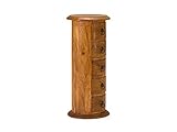 Woodkings® Rundschrank Texas Natur, Massivholz Akazie, Kommode, Design 5 Schubladen, Holzmöbel,...