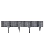 Rasenzaun, Rattan Rasenkante, Beetzaun, Rund, Kunststoff Rasenzaun, (Grau),Grau,10m