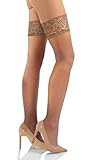 sesto senso Halterlose Strümpfe Damen 15 DEN Feinstrümpfe mit Spitze 3/4 M/L Vision