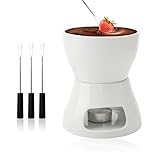 BRISKORE Keramik Fondueset Schokofondue Fondue Schokolade Schokoladenfondue, Keramikschale mit...