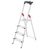 Hailo L80 ComfortLine Alu-Sicherheits-Stehleiter - klappbare Leiter mit 4 XXL Stufen und...