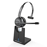 MONODEAL Bluetooth Headset mit Mikrofon, Wireless Kopfhörer mit Stummschalttaste,...