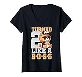 Damen 2 Jahre alt wie ein Boss, 2. Geburtstag, Löwe, Junge, Mädchen, Kinder T-Shirt mit...