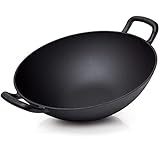 BBQ Nerd Gusseisen Wok Ø 33,5 cm für asiatische Gerichte und mehr - Antihaftpfanne mit exzellenter...