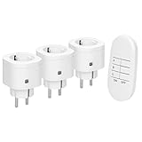 Funksteckdosen Set mit Fernbedienung - 3er Set, Funkschalter Schuko Typ F, 230V~ 50Hz, 3000W Max.,...