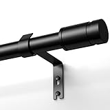 TRAROD Gardinenstange Schwarz 76-228cm, 16 mm Durchmesser Vorhangstange Ausziehbar, Vorhangstange...