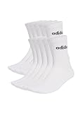 adidas Unisex LINEAR CUSHIONED CREW SOCK 1O PAIR PACK, white/black, 10.5-12.5