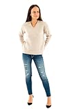 ONLY Damen Warmer Strickpullover | Knitted Basic Stretch Sweater | Langarm V-Ausschnitt Shirt...