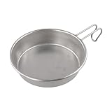 Yhenlovtt Edelstahl-Campingteller mit Griff, 280 ml, Outdoor-Geschirr für Camping, Picknick und...