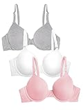 Fruit of the Loom Damen Bra T-Shirt-BH, Undurchsichtige, Blushing Rose/White/Grey Heather, 80D (3er...