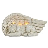Festive Lights Hund Gedenkstein mit Engelsflügeln – 20 cm solarbetriebenes LED Grablicht,...