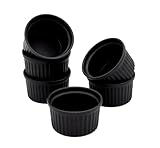 Porzellan Creme Brulee Schälchen klein - 200 ml / 6er Set - Ofen Soufflé Schalen schwarz -...