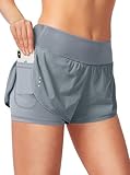 Blooshow Sport Shorts Damen Sommer Sporthose Damen Kurz Hose 2 in 1 Laufshorts Schnelltrocknend...