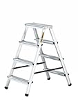 DRABEST Trittleiter Klapptritt Alu Leiter 2 x 4 Stufen Beidseitig Mehrzweckleiter Hausleitern bis...
