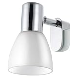 EGLO Spiegellampe Sticker, Wandleuchte, Spiegelleuchte aus Metall und opal-mattem Glas, Badezimmer...