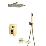 ROWITA Luxus-Duschsystem, Gold-Regendusche, Badewannenarmatur, Wandmontage, Badewanne, Dusche,...