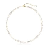 KVLmoze Perlen Choker 36 cm Perlenkette 5 mm handverlesene Perlen zierliche kleine Halskette Frauen