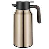 CRROEL Thermokaraffe aus Edelstahl, 2 l, isolierte Kaffeekanne, isolierte Teekanne mit...