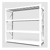 Robuste industrielle Metallregale, 4-stöckiges Lagerregalsystem, weiß, 200,7 x 200,7 x 61 cm, für...