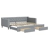 vidaXL Tagesbett, Sofabett Ausziehbar mit Schubladen, Gästebett Schlafsofa für Schlafzimmer...