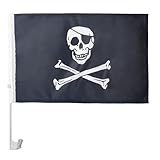 AZ FLAG - Autofahne Pirat Totenkopf - 45x30 cm - Piraten Totenkopf Autoflagge 30 x 45 Cm - Auto...