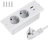 Steckdosenleiste mit USB, 2 Fach Mehrfachsteckdose mit USB Anschluss, 3 n 1 Steckdosenadapter mit 2M...