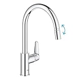 GROHE StartCurve - Einhand- Spültischarmatur (hoher Auslauf, herausziehbare Mousseurbrause,...