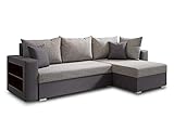 Ecksofa Lord mit Regal und Schlaffunktion - Sofa mit Bettkasten, Schlafsofa, Polsterecke, Couch...