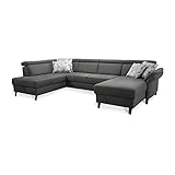 Cavadore Wohnlandschaft Ammerland mit Federkern, U-Form mit Ottomane links und Longchair rechts,...