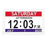 RASTKY 7-Zoll-Digitaluhr mit Tag und Datum, Großem Display, Kalender, Wecker, Tagesuhr für mit...