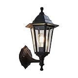 Lindby Wandlampe aussen, Aussenwandleuchte Laterne schwarz spritzwassergeschützt IP44 1xE27 max....