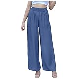 Memmyly Schlaghose Damen Lockere Leicht Sommerhose Elegant Stoffhose Palazzo Hose Lässige mit...