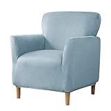 LiveGo Stretch Mid Century Moderner Sesselhusse, 1 Stück, solide Akzent-Stuhlhussen mit Armlehnen,...