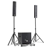 BM Bmsonic BMS-15-SLIM-BT, 1200 W Satelliten-Lautsprecher, SUB 38 cm, USB/Bluetooth, Kabelhalter,...