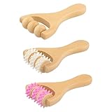 3 Stück Holz Massageroller, Massage Roller für Beine, Massagegerät mit Griff Faszienrolle,...