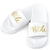 HICARER Bride Braut Hausschuhe Hochzeit Pantoffeln Spa Slipper mit offenen Zehen für Dusch Braut...