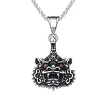 OAKKY Herren Edelstahl Vintage Dominant Gravur Chinesisch Qilin Halskette Tiger Löwe...