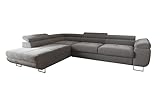 Ecksofa Luna mit Schlaffunktion und Bettkasten – 275x202 cm – verstellbare Kopfstützen –...