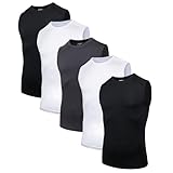 AMZSPORT 5er Pack Herren Tank Top Atmungsaktiv Kompressionsshirt Funktionsshirt Laufshirt...