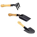 ERINGOGO 3 Stück Teiliges Mini Gartenwerkzeug für Bonsai Pflanzwerkzeuge mit Schaufel und Rechen...