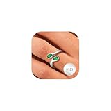 Bestyle Ring Silber 925 Damen mit Stein Smaragd Zirkonia Edelsteinen Verstellbare Fingerring Offen...