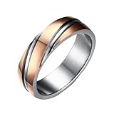 AMDXD Verlobungsring Mann 6MM, Freundschaft Ringe Edelstahl Poliert für Männer, Rose Gold, Gr.70...